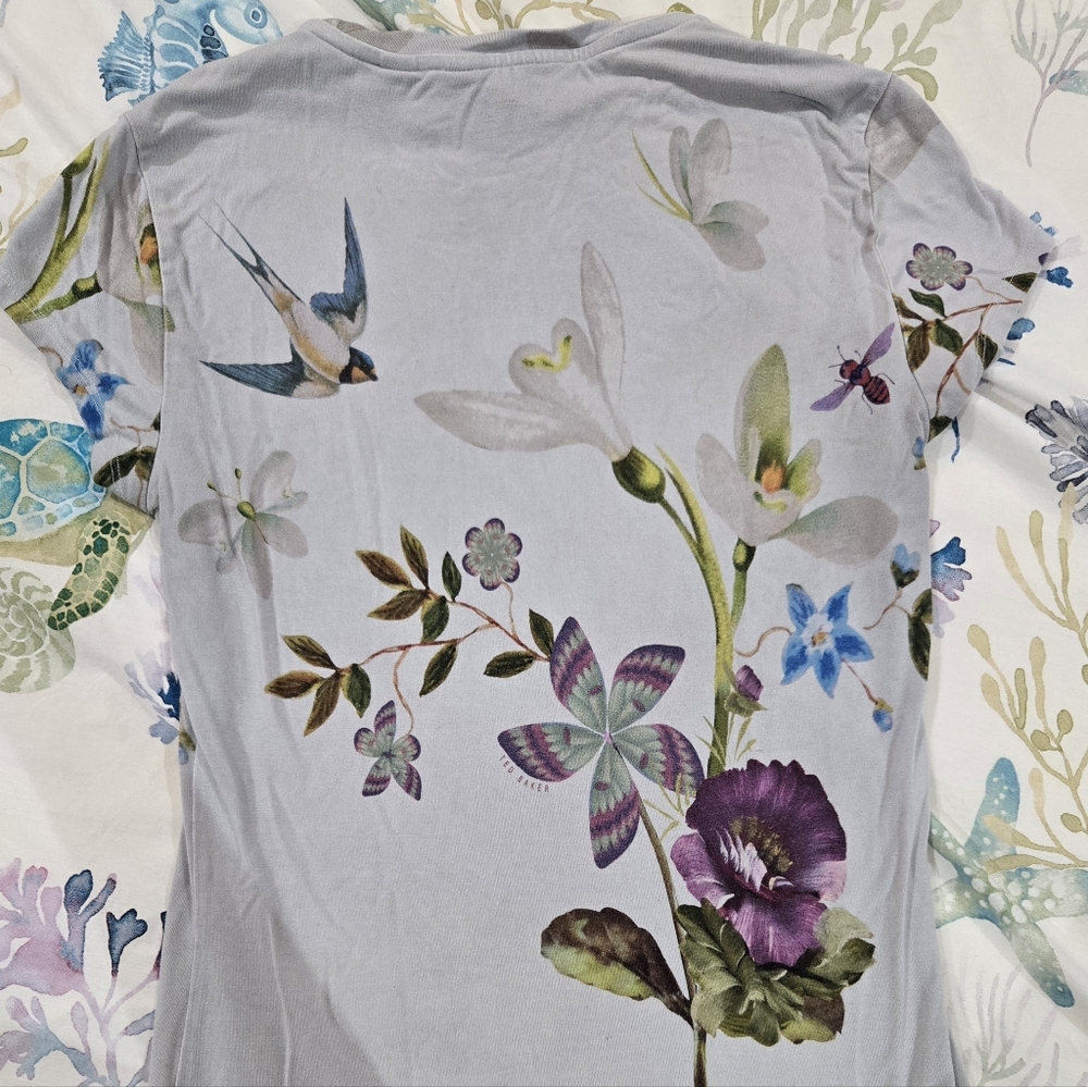 Ted Baker Blue Floral Tee Size 1